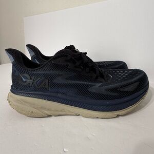 Hoka One One Clifton 9 Black Varsity Navy Athletic Running Shoe Men’s Size 15D